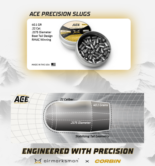 AirMarksman “ACE” Precision Slug – .22 40.1gr (.2175) – 125ct – Boat Tail